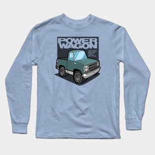 Teal Frost Metallic - Power Wagon (1980 - White-Based) Long Sleeve T-Shirt